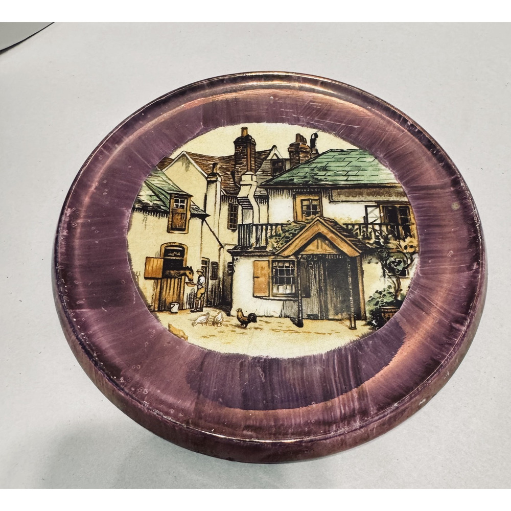 LANCASTER & SANDLAND ENGLISH WARE Trivet Dish Purple Lustre HANLEY ENGLAND